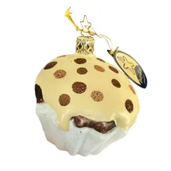 INGE-GLAS Vintage ドイツ  ホワイトチョコカップケーキ ガラスオーナメント クリスマスオーナメント　ヴィンテージ   ビンテージのサムネイル