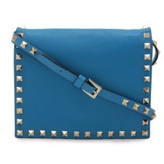 VALENTINO スタッズ付き青ショルダーバッグ - メルカリ