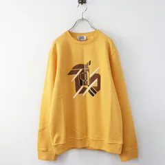 美品 メンズ 2023SS エルメス HERMES レザー使い シュヴォー・アン・シンメトリー スウェット シャツ M オレンジ┃//【2400014950434】のサムネイル