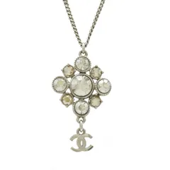 CHANEL シャネル ココマーク ラインストーン ネックレス ペンダント メタル シルバー 10V