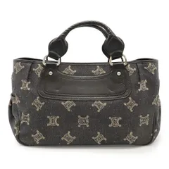 CELINE セリーヌ マカダム ブギーバッグ ハンドバッグ トートバッグ デニム レザー ブラック 黒 シルバー金具 134022NM