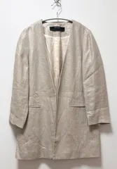 ZARA BASIC シルバーリネン ノーカラージャケット M