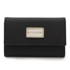 BVLGARI ブルガリ ミレリゲ 6連キーケース コーティッドヘリテージキャンバス レザー ブラック 黒 シルバー金具 25559