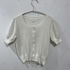 JILLSTUART 半袖ニットカーディガン 白 コットン100% ショート丈 レディースM