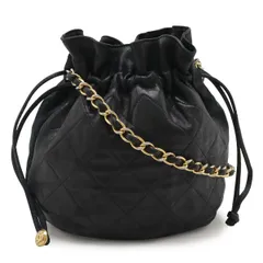 CHANEL シャネル マトラッセ チェーンショルダー ショルダーバッグ ポシェット 巾着 斜め掛け レザー ラム ブラック 黒 ゴールド金具