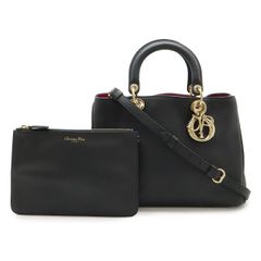 美品】Dior ディオリッシモ ミニ 2WAY ハンドバッグ ブラック×パープル 