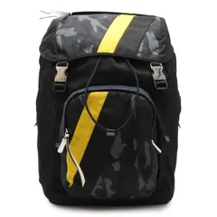 PRADA プラダ バックパック リュックサック デイパック カモフラージュ 迷彩柄 ナイロン NERO 黒 ブラック イエロー マルチ シルバー金具 2VZ135