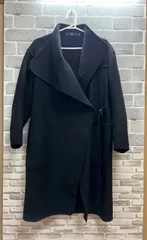 Y【Y7-68】☆ UNIQLO  ＋J　Mサイズ　ジル・サンダーコラボレーション　カシミヤブレンドロングコート　黒色　レディースのサムネイル