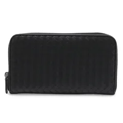 BOTTEGA VENETA ボッテガ ヴェネタ ボッテガベネタ イントレチャート ラウンドファスナー 長財布 レザー ブラック 黒