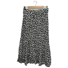 ZARA (ザラ) フラワープリントロングスカート  ブラック M
