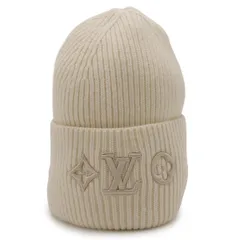 LOUIS VUITTON ルイ ヴィトン ビーニー LV ヘッドライン ロゴ ニットキャップ ニット帽 帽子 ウール100% ブロン 白 ホワイト Sサイズ M77873のサムネイル