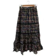 Sara mallika (サラマリカ) CHECK FLOWER PRT SKIRT：スカート 020322SJ2 ネイビー M