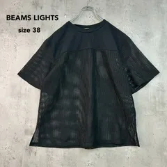 BEAMS LIGHTS ビームスライツ 38 メッシュ 切替 半袖 Tシャツ カットソー トップス ブラック 黒 52-04-0404-594 ポリエステル コットン 綿 クルーネック 無地 サイドスリット 透け感 レイヤード ★ ■◆のサムネイル