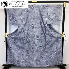 夏着物 浴衣 撫松庵 芝に美しい花模様 濃紺色 K-5192 - メルカリ
