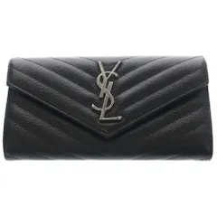 SAINT LAURENT PARIS (サンローランパリ) カサンドラ サンローラン マトラッセ ラージ フラップウォレット 財布 ブラック/シルバー 372264