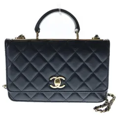 CHANEL (シャネル) マトラッセ ラムスキン チェーンウォレット ショルダーバッグ ブラック ゴールド金具