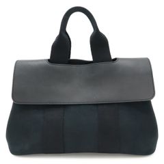 エルメス ヴァルパライソ MM キャンバス レザー ブラック ハンドバッグ