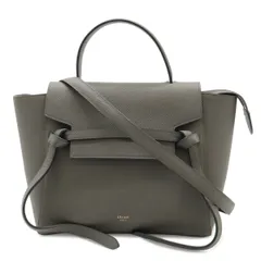 CELINE セリーヌ ベルトバッグ マイクロ ハンドバッグ 2WAY ショルダーバッグ 斜め掛け レザー グレー 灰色 ゴールド金具 189153