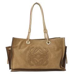 美品】ロエベ ショッパー トートバッグ アナグラム レザー ベージュ