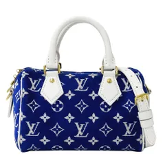 ルイ・ヴィトン LOUIS VUITTON バッグ モノグラム ジャガード ベルベット レディース ブランド ハンドバッグ ショルダーバッグ 2way スピーディ バンドリエール 20 ブルー M20751 青 ミニバッグ おしゃれ 【中古】