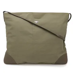 PRADA プラダ トライアングルロゴ トートバッグ ビッグトート ショルダーバッグ ワンショルダー 斜め掛け キャンバス レザー カーキ ブラウン 茶のサムネイル