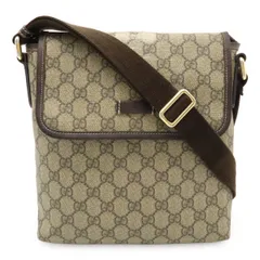 GUCCI グッチ GGスプリーム GGプラス ショルダーバッグ ポシェット 斜め掛け PVC レザー ベージュ ダークブラウン 223666