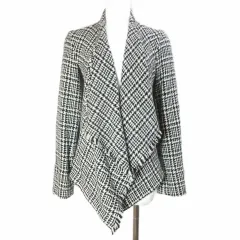 バジーレ BASILE 28 美品 ニット トッパー ジャケット カーディガン ツイード ウール フリンジ ボタンレス 42 大きいサイズのサムネイル