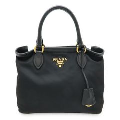 PRADA プラダ ナイロン ハンドバッグ ブラック PRADA プラダ ハンドバッグ トートバッグ ナイロン レザー NERO 黒