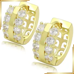 【新品】 [Adelina Style] フープピアス 1ペア リングピアス メンズ レディース 人気 つけっぱなしピアス ラインストーン キュービックジルコニア S925 金属アレルギー対応 (タイプC/ゴールド) 0