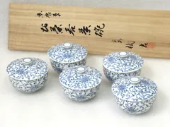 平安 たち吉 京唐草 お茶呑茶碗 5客セット 未使用品 / 桐箱