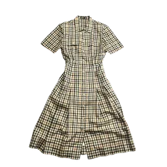 DAKS ダックス ロングワンピース チェック 半袖 英国風 ヴィンテージ レトロ 古着 クラシカル
