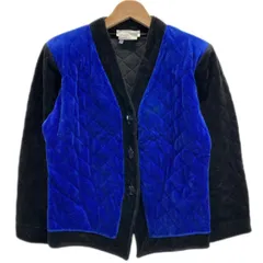 【中古】　Yves SAINT LAURENT　ベロアジャケット　90s vintage　90年代　キルティングジャケット　アウター　Vネック　ノーカラー　バイカラー　No.VAH913574　フランス製　古着　/2497のサムネイル