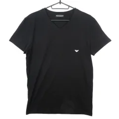 EMPORIO ARMANI エンポリオアルマーニ ベーシック アンダーウェア Vネック Tシャツ 半袖 ロゴ ストレッチ L ブラック メンズ 【中古】のサムネイル