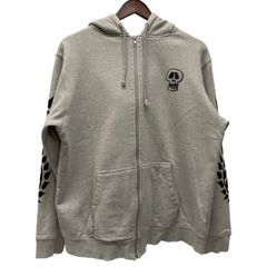 657 HYDROGEN Skull Gray Zip Hoodie Y2K - メルカリ