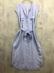 Jewel Changes ジュエルチェンジズ ユナイテッドアローズ スキッパーネック ベルト付き ノースリーブ ワンピース size38/水色 ■◆ レディース