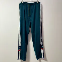 【ヴィンテージ】サイドボタン トラックパンツ ラインパンツ ジャージ NEW FASHION Paris SPORT 古着 グリーン 緑　　　　T-322