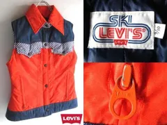 希少 70sビンテージ SKI LEVI'S スキー リーバイス TALONジップ ギンガムチェック/ナイロン/デニム 切替 ダウンベスト 9/10 インディゴ ヴィンテージ古着のサムネイル