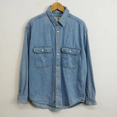 デニム シャツ 長袖 Sport Wear Campus Inc 胸ポケット コットン カジュアル 古着 VINTAGE インディゴ M D877
