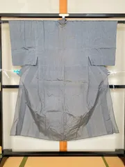 279B【アンティーク着物】夏物 小紋 幾何学文様 透け感 夏着物 薄物 リメイク素材にも