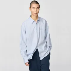 ユニクロ C ブロード オーバーサイズ ストライプ シャツ L