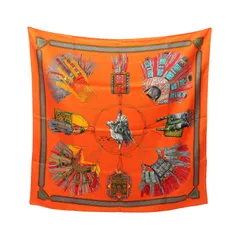 エルメス HERMES スカーフ カレ90 CUIRS DU DESERT シルク カレ90 レディース Used A
