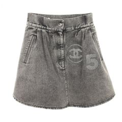 샤넬 CHANEL 스커트 코코 마크 No.5 P74035V65658 코튼 데님 스커트 여성 Used A