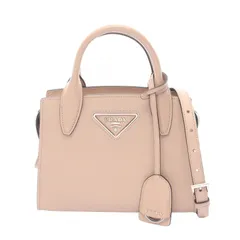 プラダ PRADA ハンドバッグ SAFFIANO CUIR ＋ C モノクローム 2WAY 1BA269 ベージュ サフィアーノレザー レザー トライアングルロゴ 2wayハンドバッグ レディース Used A
