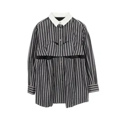 サカイ Sacai ビスチェディテールシャツ 切替 ストライプ 長袖 コットン シャツ レディース Used Aのサムネイル