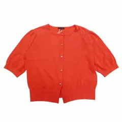 極美品 TO BE CHIC トゥービーシック カーディガン 薄手 ジャケット 羽織り 半袖 40 L オレンジ系 レディース 【中古】