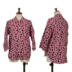 ブラックコムデギャルソンBLACK COMME des GARCONS グラフィックドットプリントラウンドカラーブラウス ピンク黒白XSのサムネイル