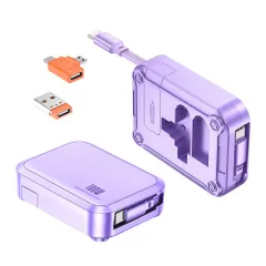 明誠 5in1 マルチ充電ケーブル 巻き取り 1m PD100W USB Type C to Type C ケーブル 3種類変換アダプタ(Type A+Micro-B) 高速データ転送 タイプC 急速充電コード 自由式 iPhone 16e 16 1 ...