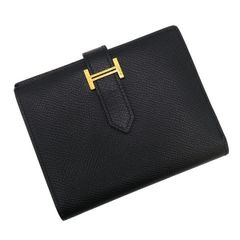 超極美品✨エルメス べアン コンパクト 二つ折り財布 ゴールド金具 黒