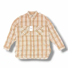 参考上代30800円 未使用 BOWWOW 25SS PAINTED PAINTER FLANNEL SHIRT ペイントペインターフランネルシャツ 長袖 バウワウ BW251-PPFS ベージュ L （15053M）のサムネイル