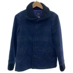 【中古】　A.P.C.　ウールジャケット　フルボタン　襟ニット　チェック　古着　/1587のサムネイル